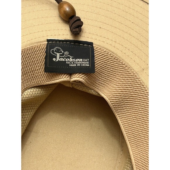 Jacobson Hat Men's Tan Sun Hat Boonie Safari Breathable Mesh Chin Strap - Picture 4 of 8